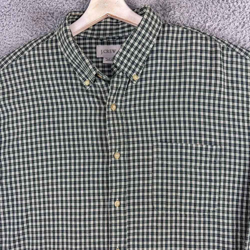 J Crew Shirt Mens XL Green Navy Plaid Button Down‎ Long Sleeve Casual Cotton